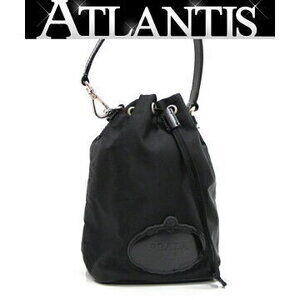 Prada drawstring pouch handbag black nylon